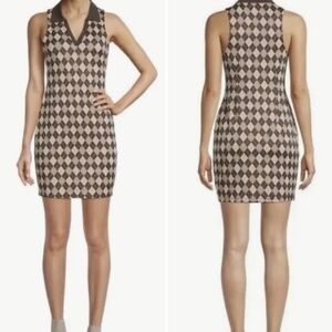 NWT Madden NYC Argyle Collared Sleeveless Dress - Sz M